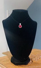 Red Gemstone Pendant From Mexico 925 Silver 3/4 Inches Long 1/2 Inch Wide ￼￼