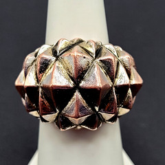 Brutalist Modernist Spike Geometric Pyramid Quilt Dome Mix Metal Tone Ring 6.5