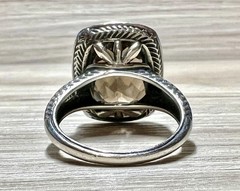 Vintage Designer Sterling Silver & Gold Brown Faceted Quartz Ring, Size 9.75