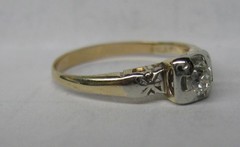 VICTORIAN ANTIQUE 14K GOLD .18ct. OLD EUROPEAN DIAMOND BAND RING SIZE 5.75