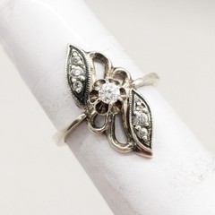 Vintage Elegant RING Silver 925 with Chic Bright Stone -size: 6.75US (17mm) #123