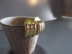 1 Pair Old 1″in Stud Gold Tone Bars 1/4 Moon Shape