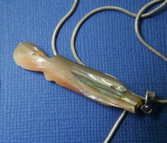 Abalone FISH 2″ x 3/8″ Carved 0.925 Sterling Silver estate 26″ Necklace