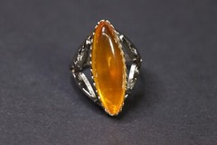 Vintage 1960s Antique Russian USSR BALTIC AMBER Ring D1595