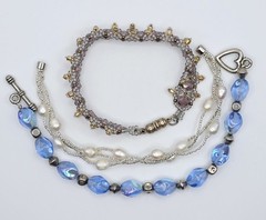 Vintage Estate Beaded Bracelet Lot 14 Pc Art Glass Gemstone Craft Harvest Wear