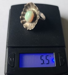 Vintage Sterling Silver & Natural Fire Opal Gemstone Modernist Ring Size 5.5