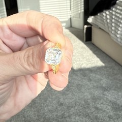 Art Deco Style 3.5Ct Asscher Cut Lab Created Diamond 14K Gold FN Engagement Ring