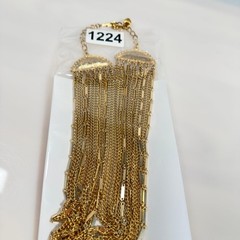 Vintage Multi Strand Necklace Bib Gold Tone Chain Adjustable 17″-20″