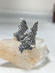 Fairy ring lady wings band sterling silver women girls