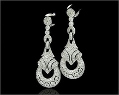 Art Deco Style Lab Created Diamond 14K White Gold Finish Bridal Drop Earrings