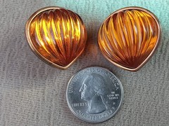 Vintage Ives Saint Laurent Coppertone & Amber tone Clip/Pierced Earrings