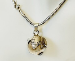 Vtg Sterling Silver MEXICO World Globe Pendant/ 2.5mm Snake Chain Necklace 18”L