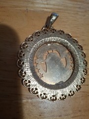 Vintage 1976 American Bicentennial Liberty Bell Medallion Pendant Gold Tone