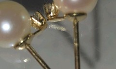 Vintage 14K Yellow Gold Akoya Cultured Pearl Diamond Stud Earrings Fine Estate
