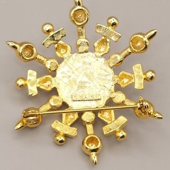 Marvella brooch Gold Tone Faux Pearl Star Crest Sword Shield Starburst