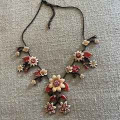 New necklace ceramic Jewelry, with rhinestones vintage style modern NWT
