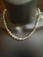Vintage Crystal Liz Claiborne Faceted Bead Pastel Pink & Blue Necklace