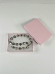 Pink & Gray Rhinestone Choker Necklace Silver Tone Dark Romance Jewelry