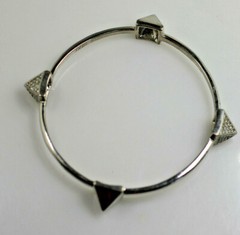 Noir DC comics Jewelry Pyramid Pave Crystal spike Bangle Bracelet silver tone