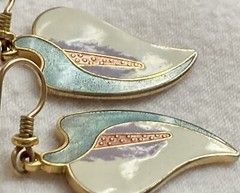 Vintage Laurel Burch Earrings CALLA LILY Flower 1.75” Gold Multi Color Ladies 8g