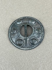 Antique Latvian Round Repousséd Brooch Pin ~2 ¾” Folk Metal Costume Jewelry