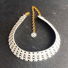 Off-White Black Polkadot Vintage 80s Choker Necklace Adjustable Length