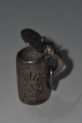 Vintage Sterling Silver 925 Charm Pendant Stein Crown HB Beer Tankard Lid Opens