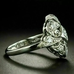 Art Deco Style 2Ct Round Lab Created Diamond Engagement Ring 14K White Gold Over