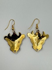 Vintage Edgar Berebi Gold Tone Enamel Cow Sunglasses Dangle Pierced Earrings