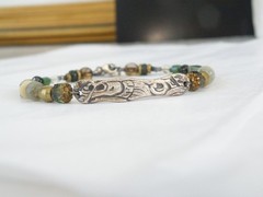 Vintage 999 Fine Sterling Silver Artisan Signed KVK Rustic Bracelet 8″