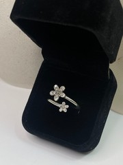 RARE Vintage EE Retired Pandora Dazzling Daisies Open Ring 925 Size 7.5 -Marked