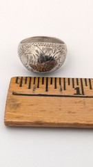 Vintage Sterling Silver Dome Ring Engraved Floral Signet Style Bohemian Size 6.5