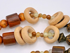 Todd Anthony Dendritic Jasper Wood Semi Precious Stones Metal Beaded Necklace