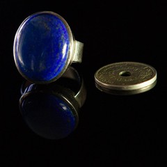 Vintage 925 Sterling Silver Large Blue Lapis Lazuli Ring Size 8.5 21.6g