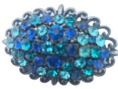 Vintage Hollycraft Signed Blue Rhinestone Brooch Pin 2” Oval
