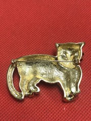 VTG LC LAUREN CONRAD GOLD TONE MULTICOLORED RHINESTONE BLACK ENAMEL TIGER BROOCH
