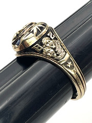 Vintage 1982 Jostens 10K Yellow Gold LC High School Class Ring Blue Stone Size 9