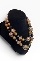 Vintage Signed W Germany Double Strand Lucite AB Bead Necklace 20” MCM
