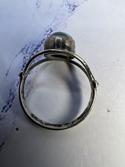 Antique 925 Sterling Silver Prehnite Oval Eye Shaped Ring Size 6.5