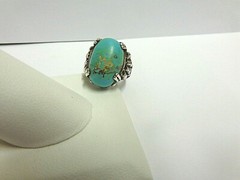 vintage turquoise sterling silver ring sz 5.50 wgt 6.5 grams lg sz stone