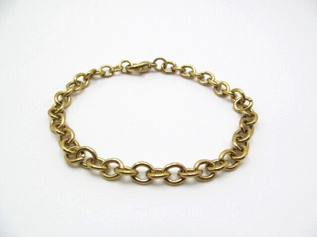 Vintage Gold Tone Round Rolo Link 5.7mm Wide Chain Bracelet 7.75 Inch