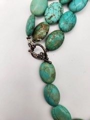 Vintage 925 Sterling Silver Genuine Turquoise Beaded Necklace