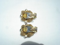 VINTAGE SIGNED HOBE MESH RHINESTONE EARRINGS