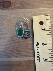 Vintage JEZLAINE Sterling Silver 925 Enamel Home Hearth Christmas Window Brooch