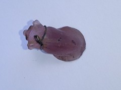 Antique, Vintage, Czech Purple Pig Cracker Jack Glass Charm, Prize, 1″