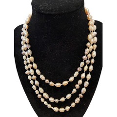 Vintage Baroque Freshwater Pearl 52” Necklace Knotted Endless Rope Strand