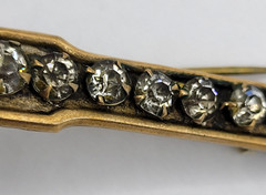 Edwardian Gold Plated with Rhinestones Brooch Bar Pin Circa 1920s