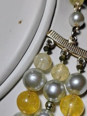 S401 Vtg Set Japan Multi Strand Beaded Necklace Clip Earrings Glass Faux Pearl