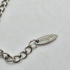 Vintage Puffy Heart Pendant Necklace Silver Tone Signed VCLM Long Chain 32in