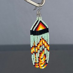 Tribal Earrings Seed Bead Handmade Multicolor Native American Boho Dangle 3” USA